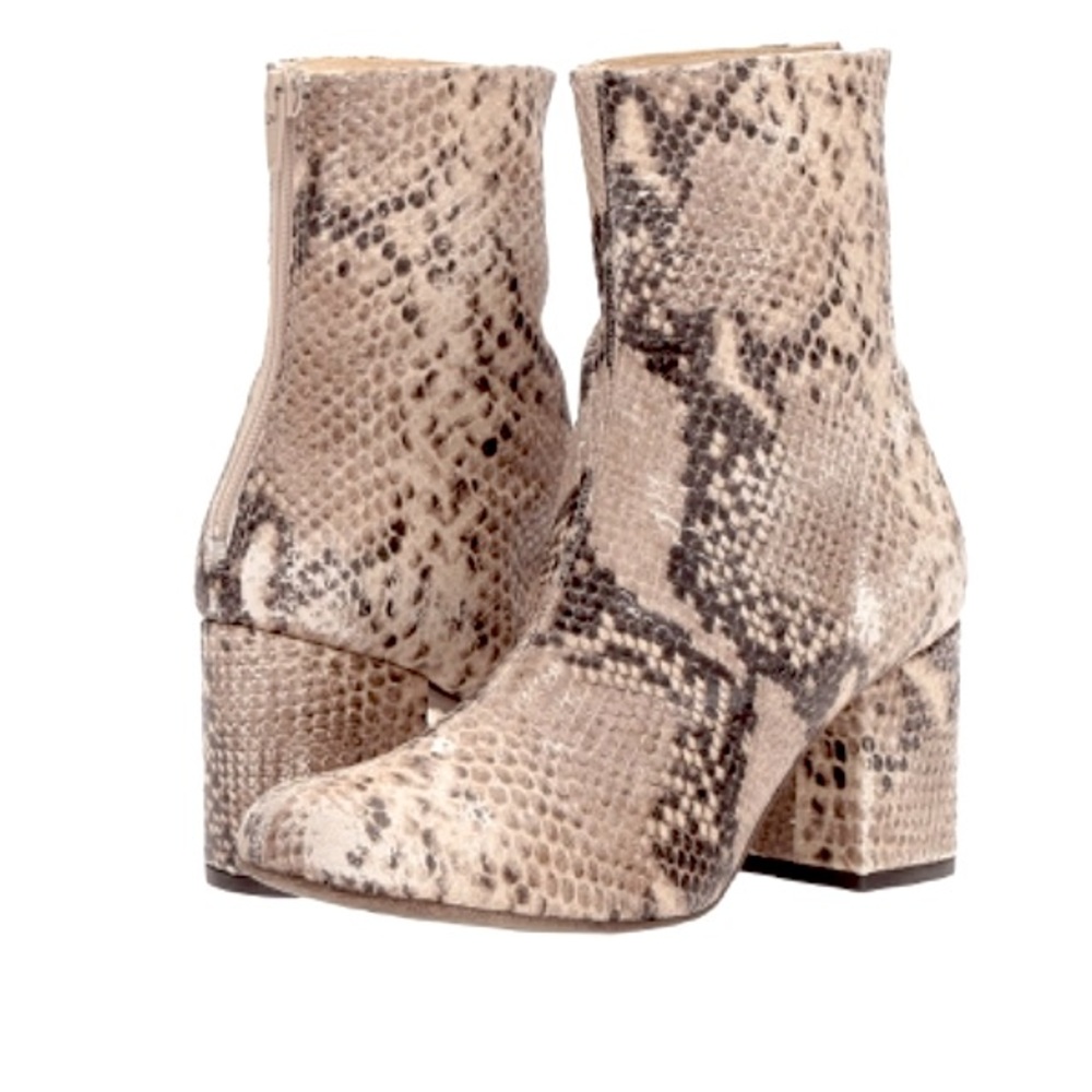 FREE PEOPLE Cecile Bootie- CECILE SNAKE SKIN LEATHER ANKLE BOOTIE ZIP UP NIB